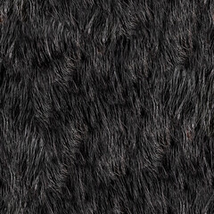 Seamless 4k photo texture of black fur or hair material.
