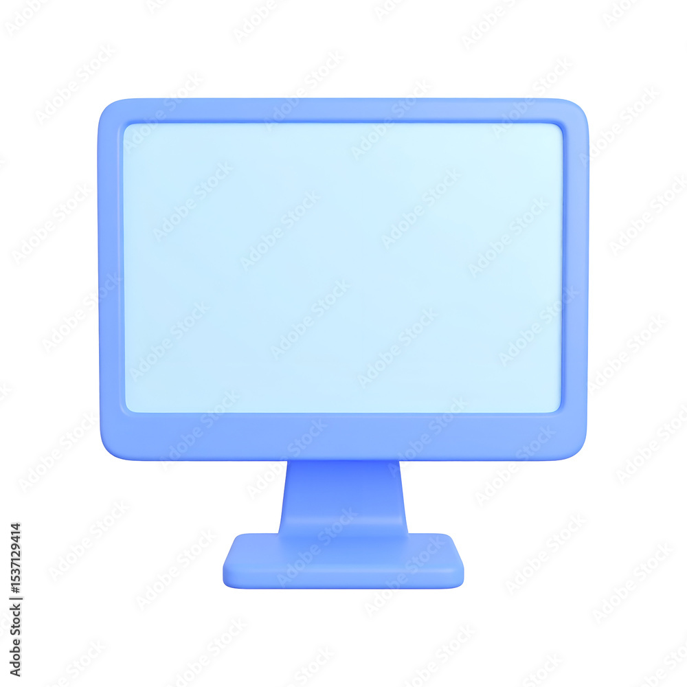 Fototapete blue computer monitor with blank screen. isolated transparent background