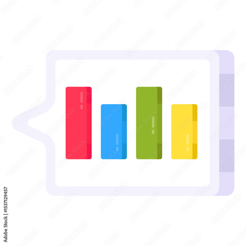 Poster modern bar chart icon inside speech bubble illustrating data analysis communication and business gro