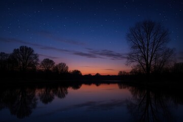 Fototapeta premium Serene twilight lake reflection