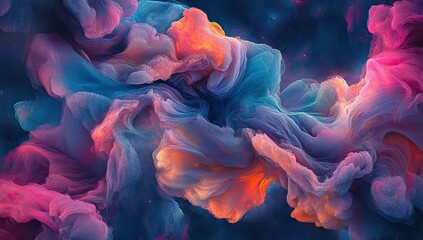 Abstract cosmic nebulae swirling in vibrant hues