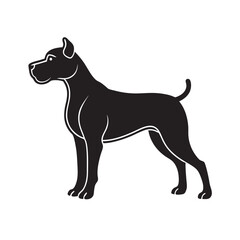 Playful Boxer Dog Silhouette Vector
