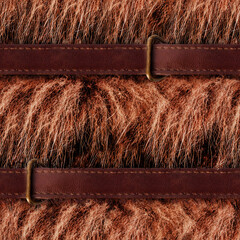 Seamless 4k photo texture of light brown fur with straps material.