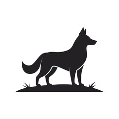 Playful German Shepherd Dog Silhouette Vector