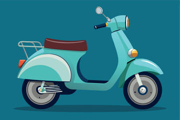 Obraz premium Vintage scooter in blue color parked on a solid background