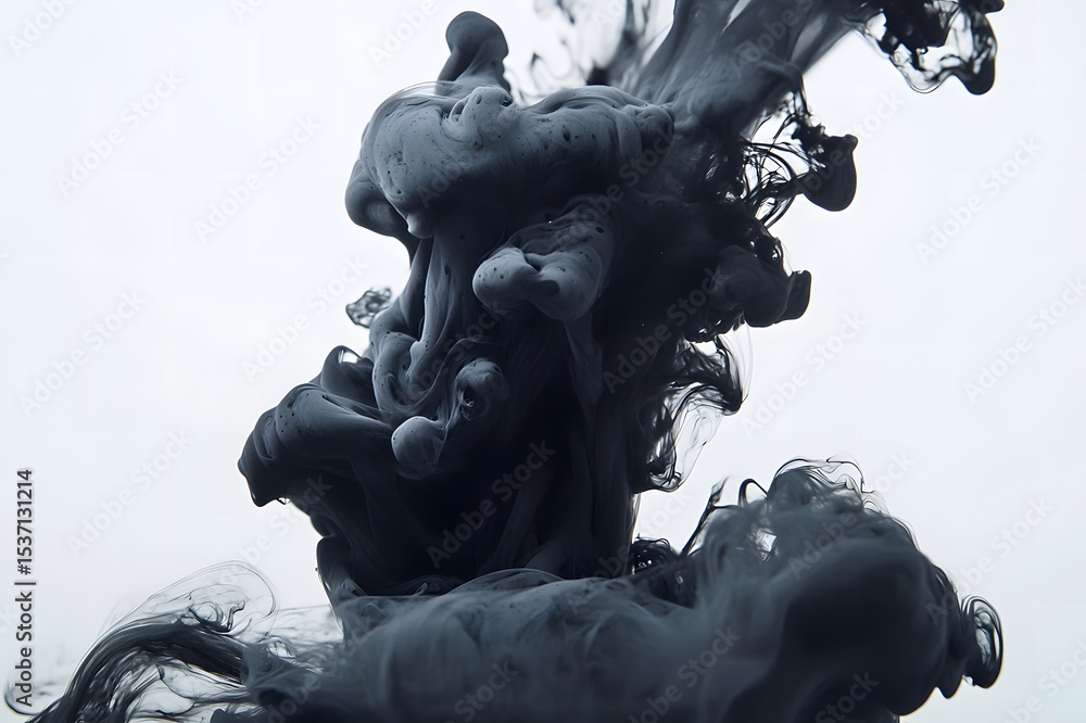 Poster abstract black ink cloud in water creating a mesmerizing and artistic effect