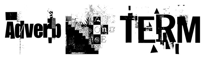 Obraz premium Vector Bold typographic features the words Adverb and TERM.