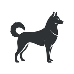 Silhouette Of Siberian Husky In Alert Vector Art