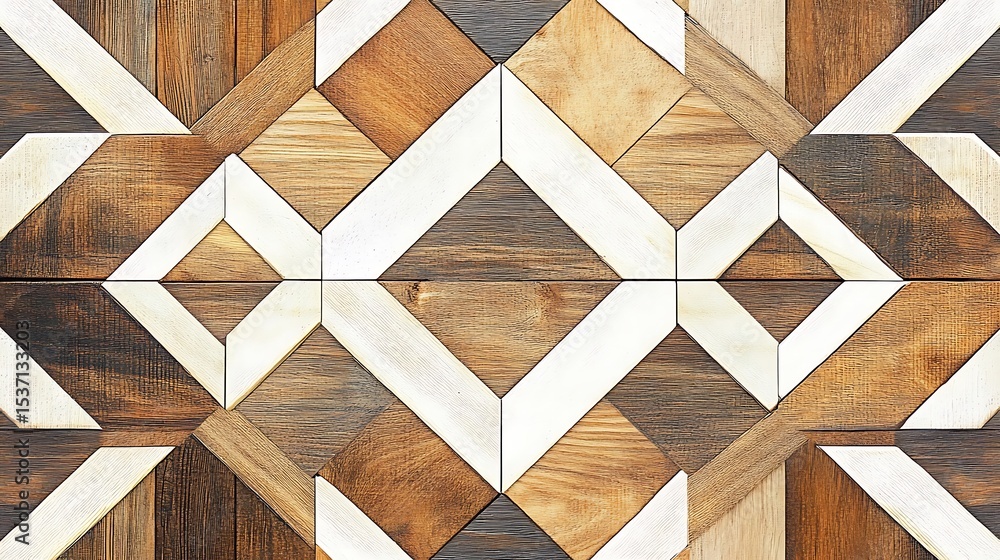 Aufkleber abstract geometric pattern composed of various wooden textures and colors ideal for backgrounds and 