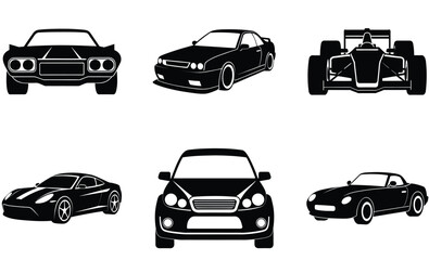 Obraz premium Futuristic & Concept Car Silhouette Vector Set – Innovative Vehicle Designs Featuring Sleek Lines, Advanced Shapes, and Sci-Fi Automotive Aesthetics for Future Mobility Concepts