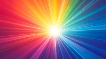 Vibrant Colorful Background with Rays of Light in Spectrum of Rainbow Hues
