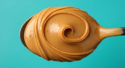 Close Up of Creamy Peanut Butter Spread on Spoon