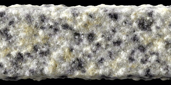 Closeup of a coarsegrained igneous rock, likely granite or granodiorite