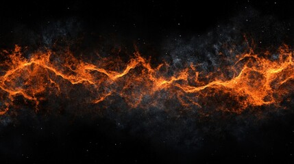 Fiery Cosmic Web: A Spectacular Display of Orange Flames Against a Dark Background