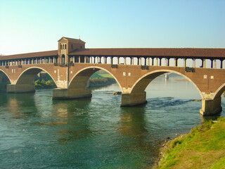 bridge over the river in Pavia, Italia