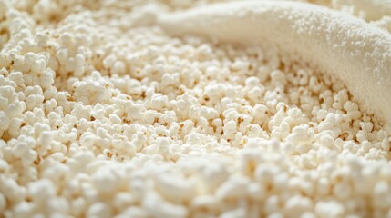 Close-up of Freshly Popped Popcorn with a Soft Cloth Background