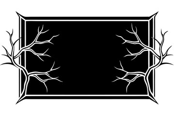 Elegant Black and White Frame with Stylized Tree Branches Artwork