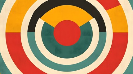 Abstract Geometric Circles Mid Century Modern Art