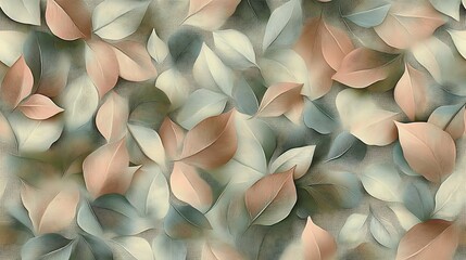 Elegant textured leaves background featuring pastel colors and subtle shading creating a seamless repeating pattern suitable for various creative projects