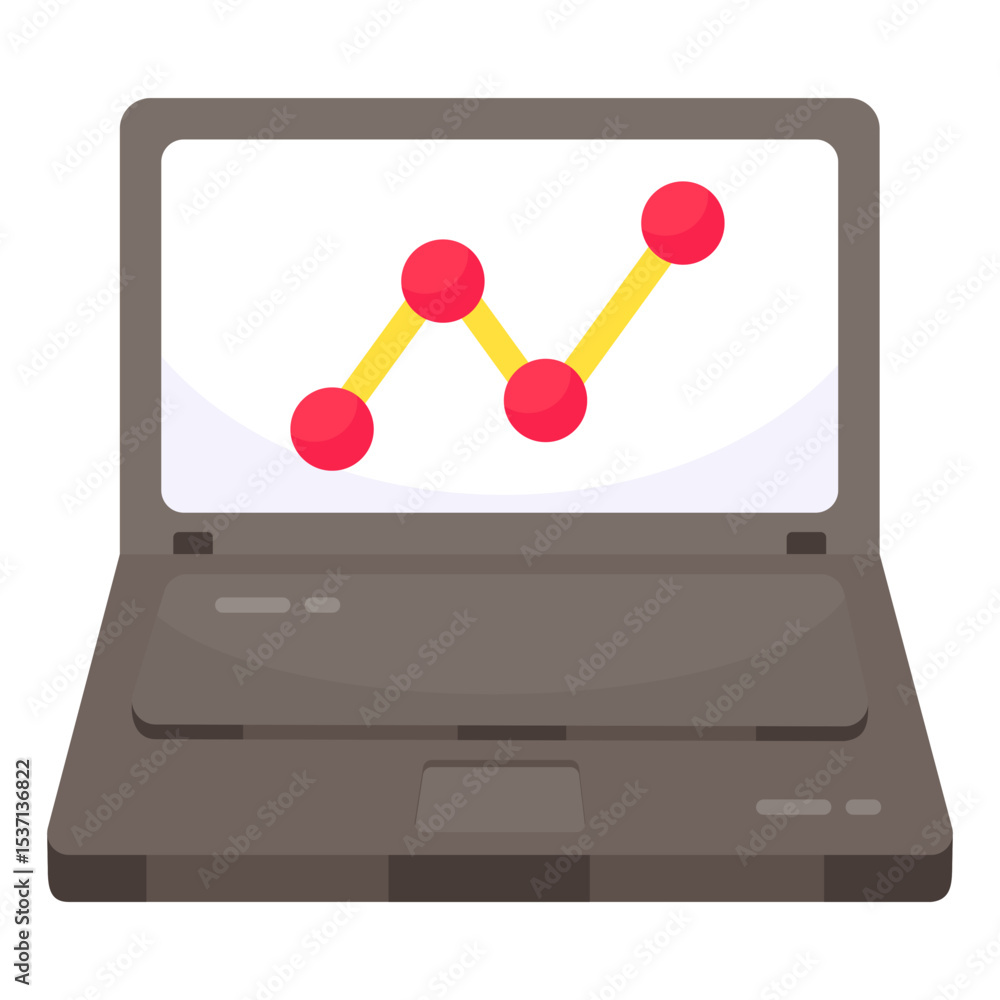 Aufkleber laptop displaying positive growth trend graph data analytics chart