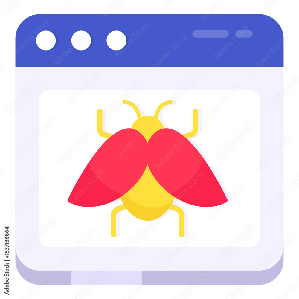 Poster website bug report icon digital error, software glitch, debugging, repair, technology