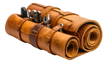 Rolled leather tool organizer