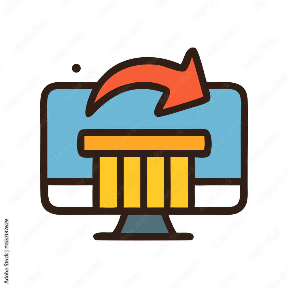 Poster a computer monitor displays a shredder icon with an arrow, suggesting data deletion or transfer.