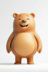 Naklejka premium Cute cartoon bear character with a joyful expression, standing against a plain background
