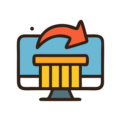 A computer monitor displays a shredder icon with an arrow, suggesting data deletion or transfer.