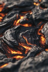Molten lava flows
