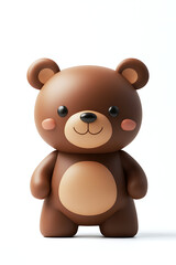 Obraz premium Cute cartoon bear toy standing on a plain background, ideal for children's decor or gifts