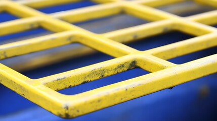 Closeup Yellow Metal Grid Pattern Texture