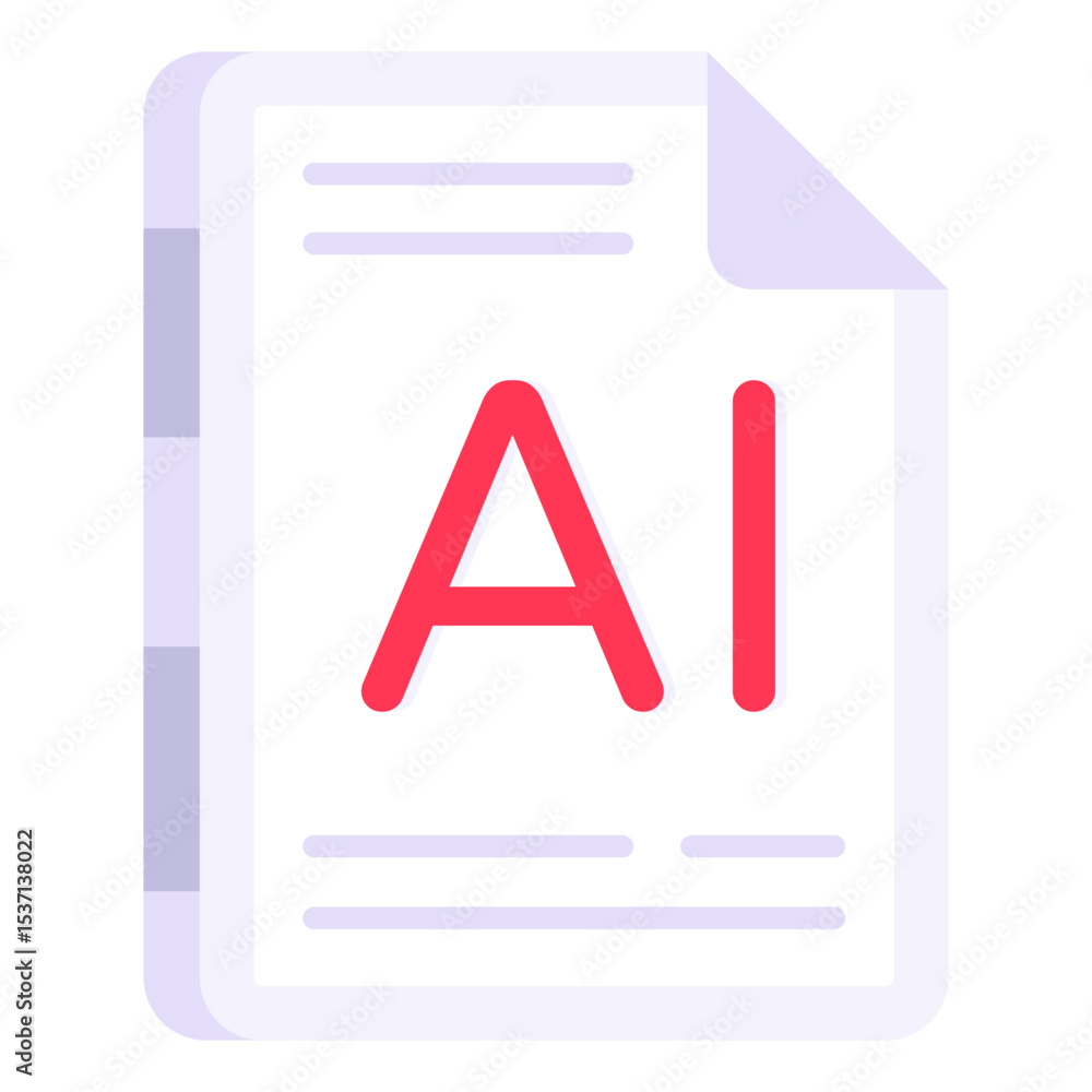Poster ai document icon modern flat design for technology, software, and data concepts