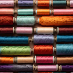 Spools of Thread in Gradient Color Arrangement – Colorful Textile Materials