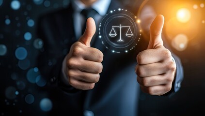 Thumbs up, legal justice, approval
