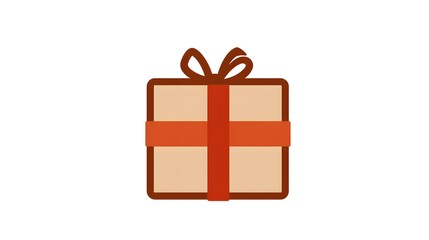 Fototapeta premium Simple Gift Box Icon Illustration Red Ribbon Present Package