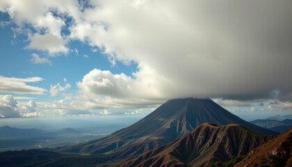 Fototapeta premium Majestic Eruption of Volcano El Salvador Nature Photography Scenic Landscape Aerial View Natural Wonder