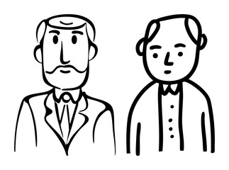 Vector Vintage gentlemen portraits depict classic style and historical figures.