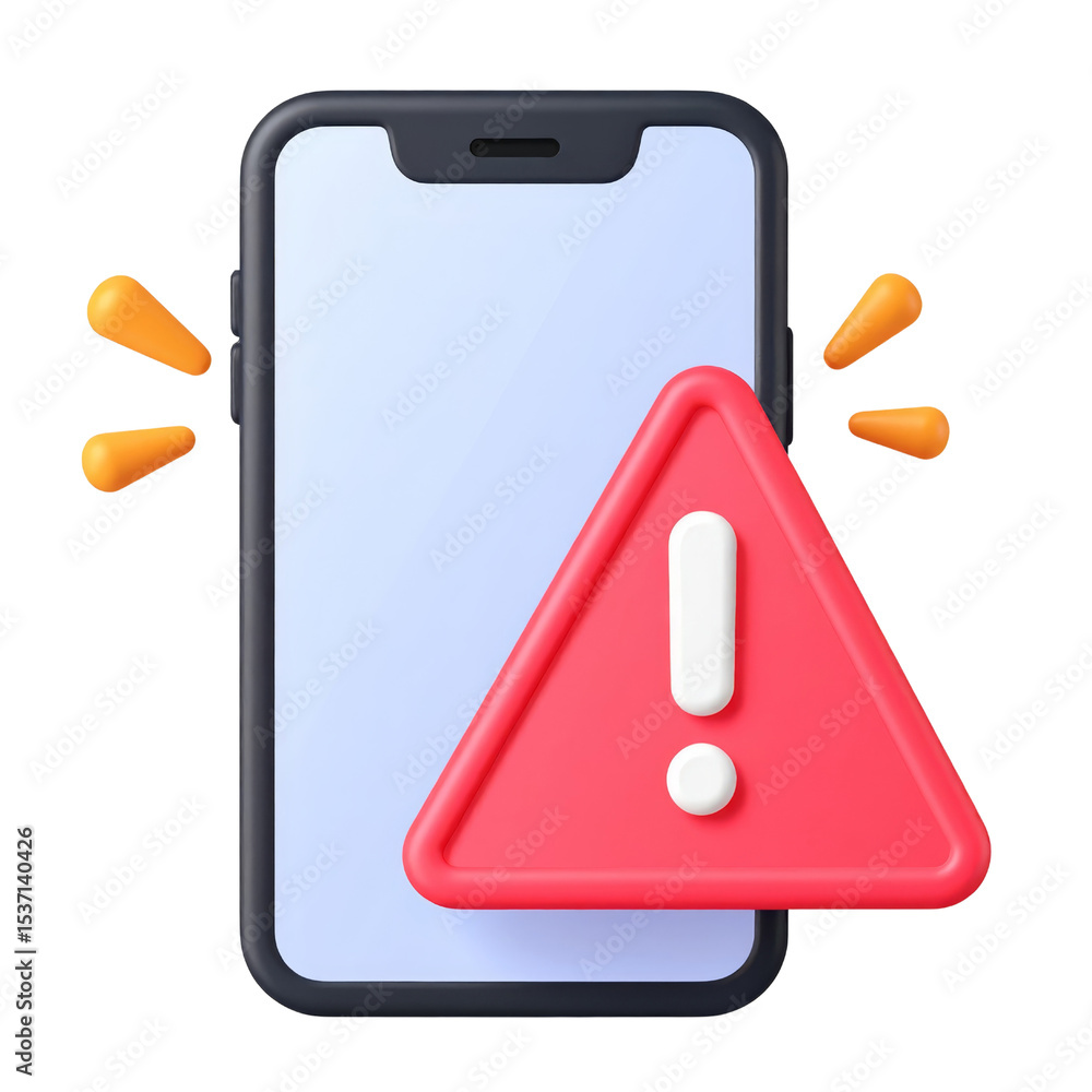 Poster smartphone warning alert notification danger caution mobile error exclamation technology smartphone 
