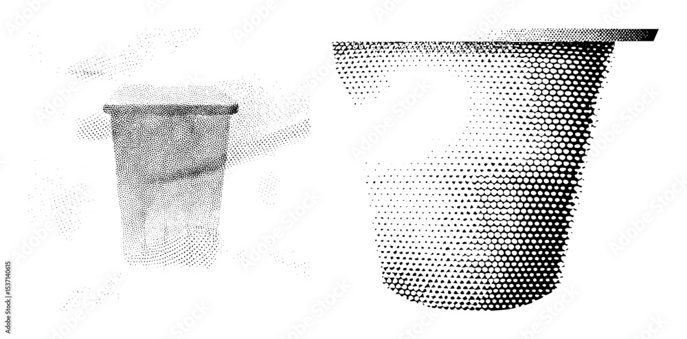 Poster vector dot patterned beverage containers with lids .