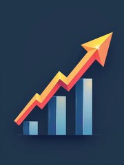 Vibrant Growth Chart with Rising Arrow on Dark Background for Business