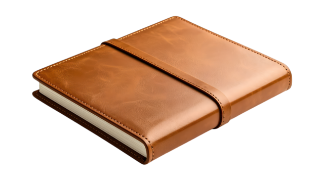 Tan leather notebook studio shot