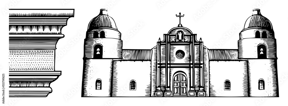 Aufkleber vector detailed of a with classical columns.