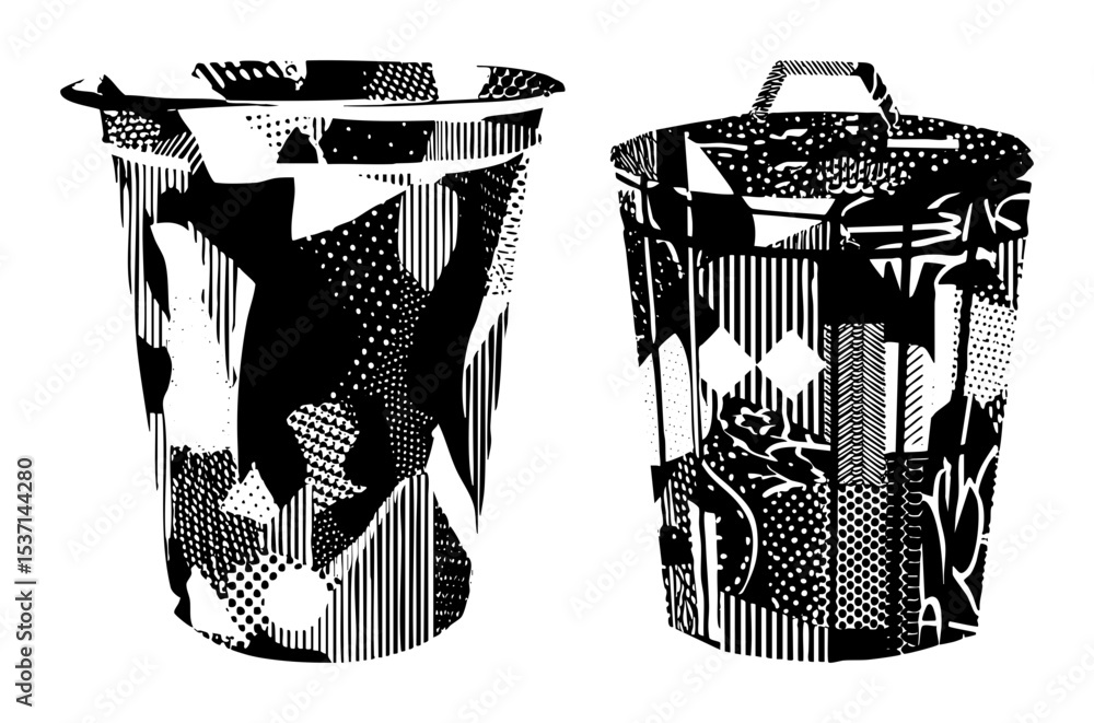 Aufkleber vector abstract beverage containers with patterned designs.