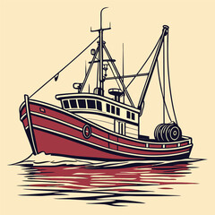 Retro Fishing Boats Vector Set – Nautical Hand-Drawn Trawler Illustrations