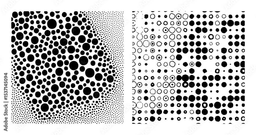 Aufkleber vector dynamic arrangement of varying-sized black circles creates a gradient .
