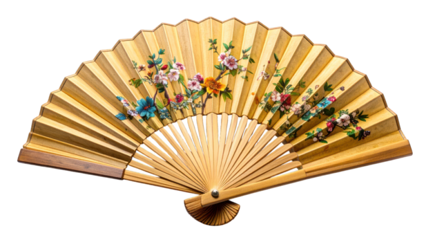 Vintage folding fan with floral design