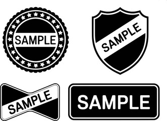 Black and White Sample Labels Set Four Different Shapes
