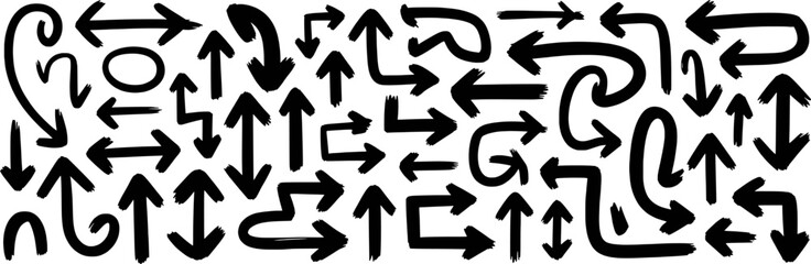 Black Hand Drawn Arrow Set Various Directions arrows 2
