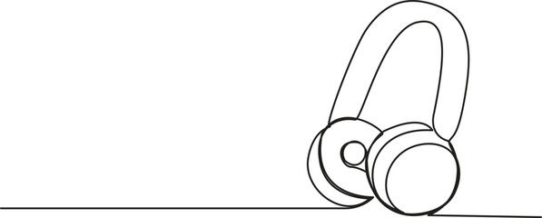 Headphones continuous one line drawing. Wireless headphones. Vector Illustration